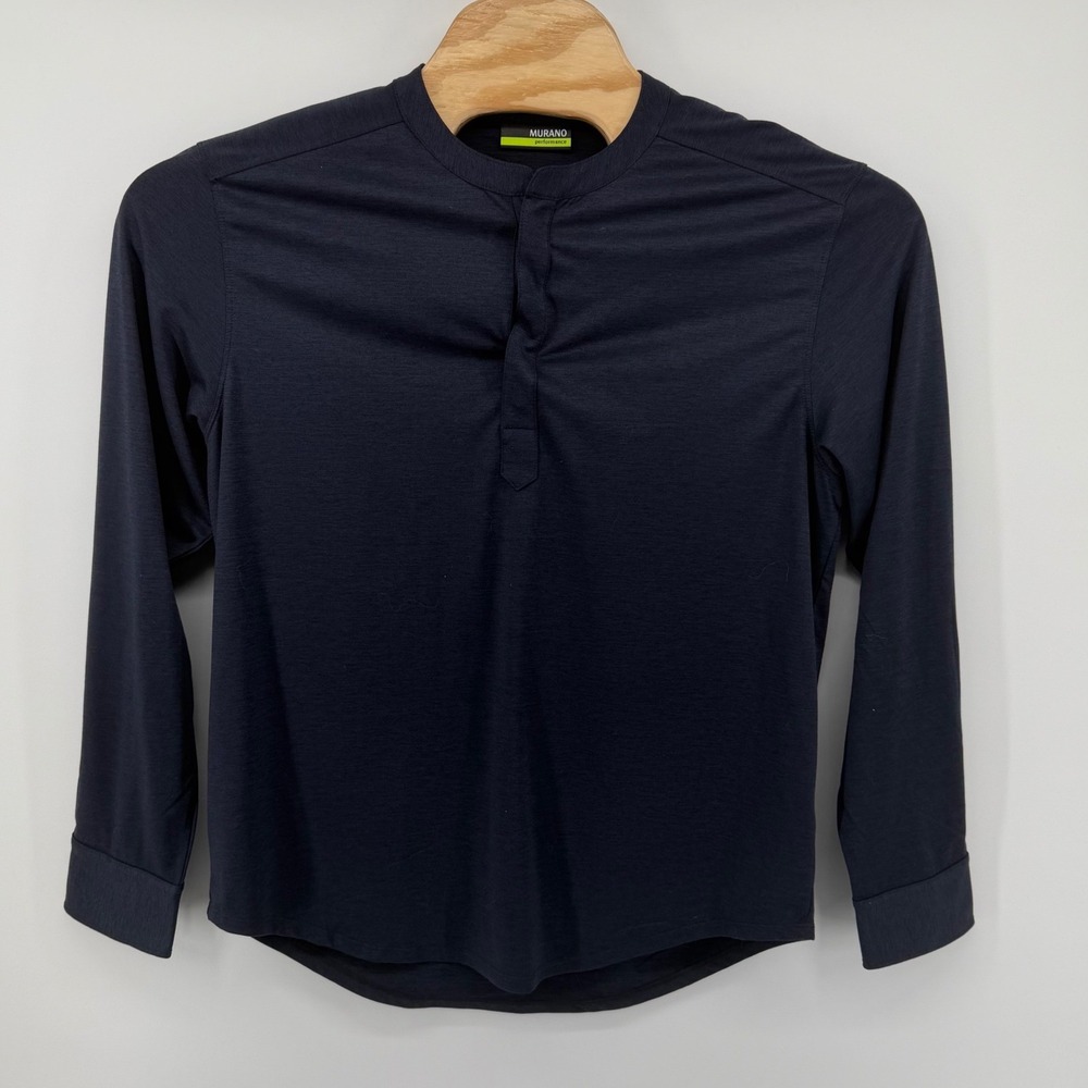 Murano Performance Long Sleeve Henley Shirt Men's Size Large Dark Navy Blue new